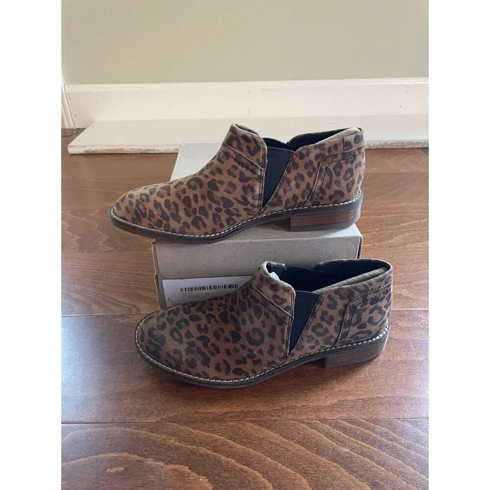 Clarks‎ Womens 5 M Camzin Step Leopard Animal Print Brown Leather Shoes NEW